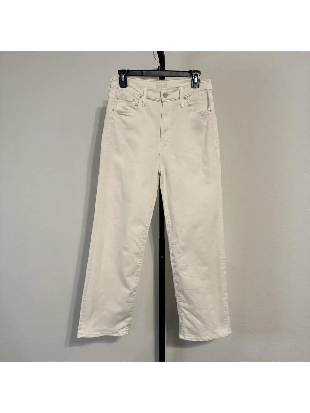 MOTHER The Rambler High-Rise Zip Ankle Jeans in Cream Puff - Size 28 - Picture 2 of 15
